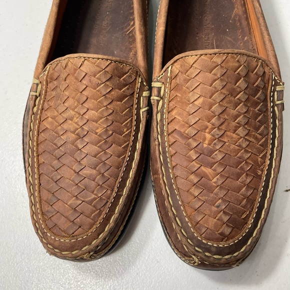 Johnston & Murphy Tan Woven Leather Loafers Size 9.5M SB-20